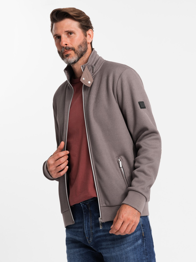 Men's jacket with high collar and fleece interior - ash V2 OM-JANP-0154