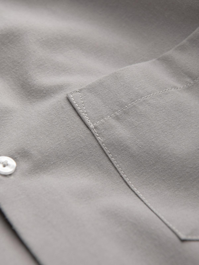 Koszula męska z kieszenią REGULAR FIT - szara V1 OM-SHCS-0148