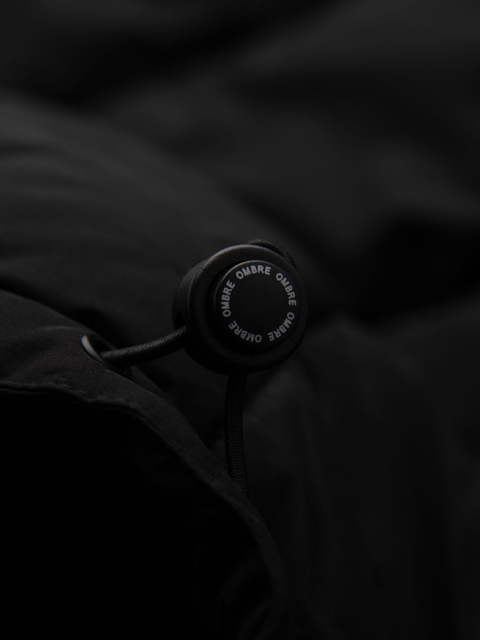 Długa męska kurtka zimowa pikowana z kapturem - czarna V1 OM-JALJ-0309