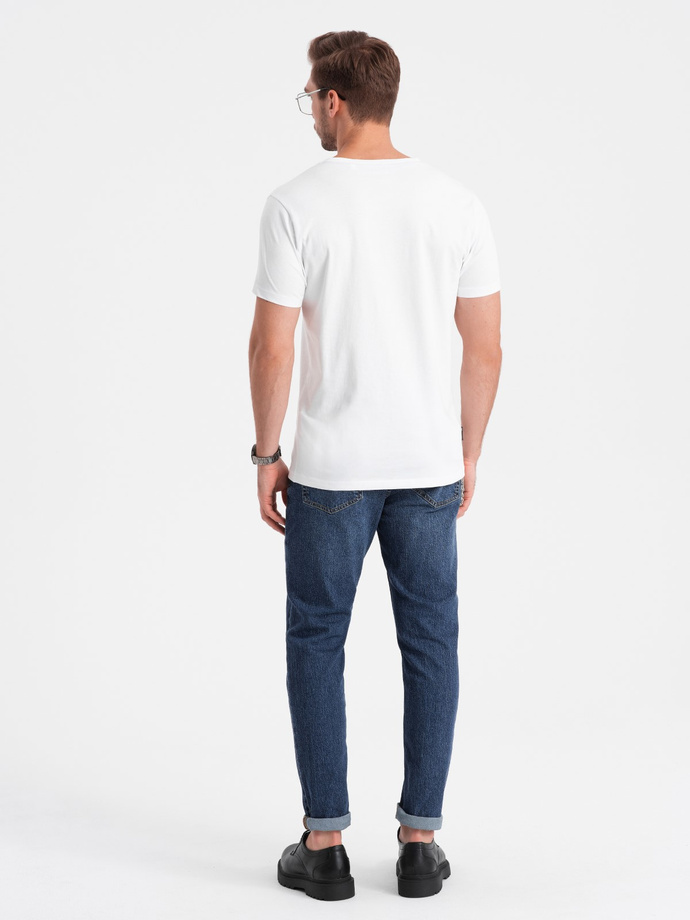 Men's V-NECK T-shirt with elastane - white V1 OM-TSCT-0106