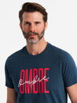 Men's cotton t-shirt with double logo - navy blue V3 OM-TSPT-0210