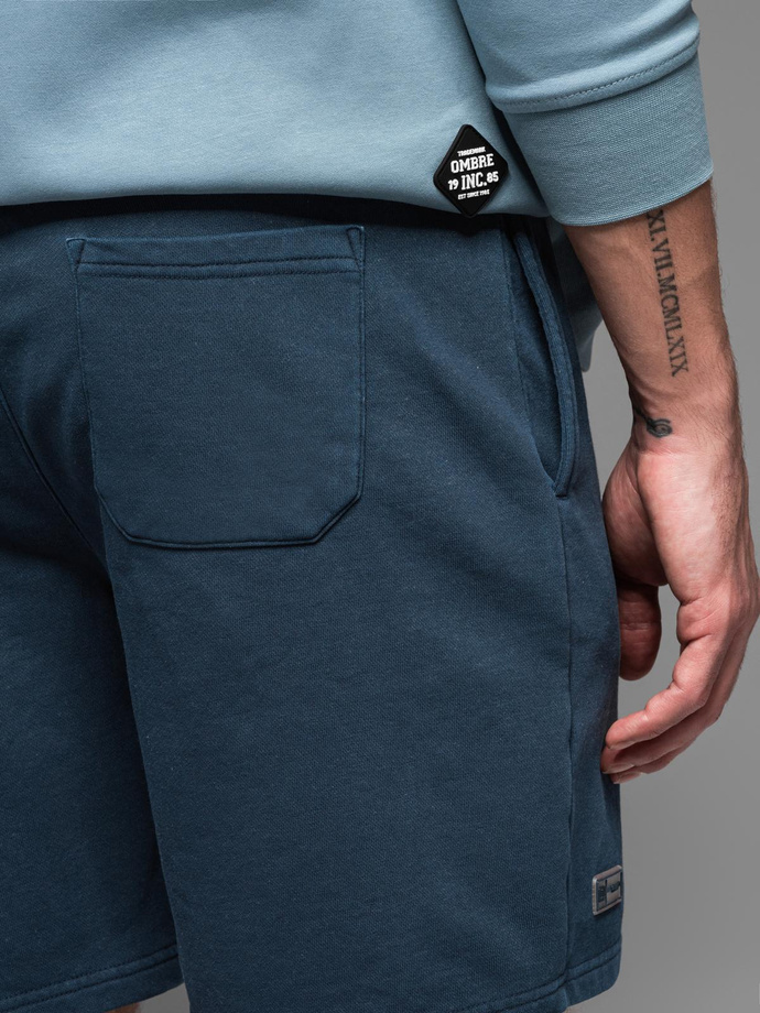 Krótkie spodenki dresowe męskie RELAXED FIT w stylu athleisure – granatowe V4 OM-SRWS-0122