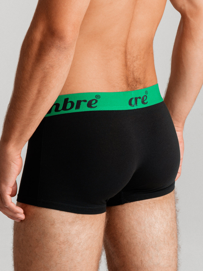 Bokserki męskie bawełniane z kontrastową gumą - 7-pak czarne V1 OM-UNBO-0100