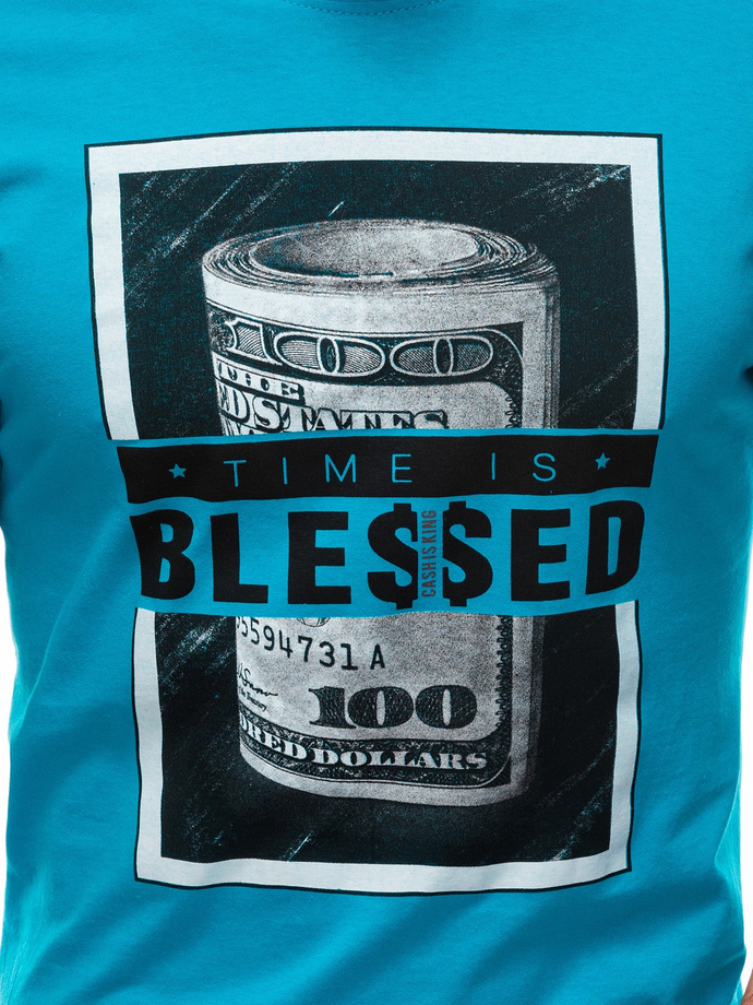 Men's printed t-shirt S1601 - blue