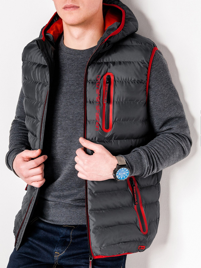 Men's quilted vest - grey V41