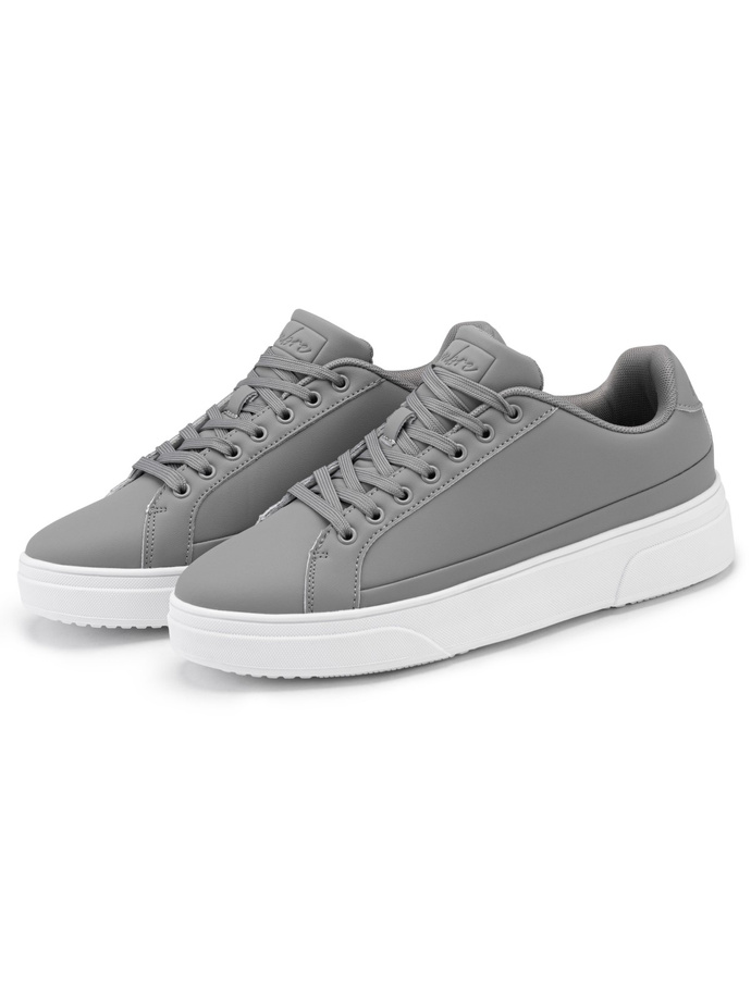 Men's eco leather sneakers shoes with thick sole - grey V4 OM-FOSL-0166