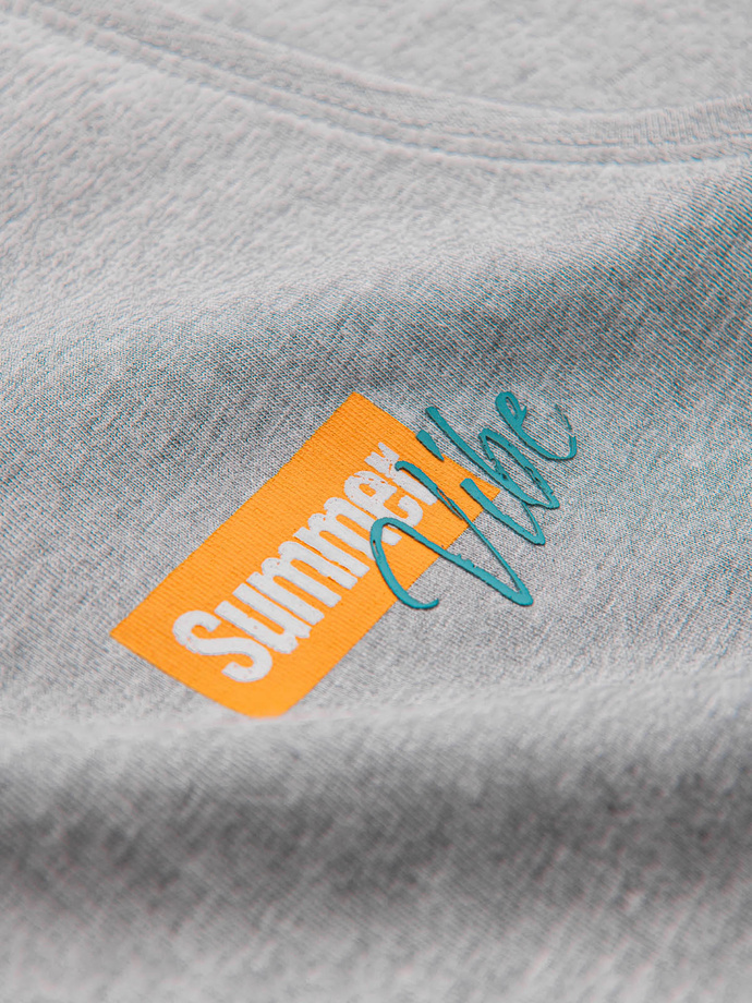 Bawełniany tank top męski z nadrukiem Summer Vibe – szary melanż V3 OM-TSTT-0191