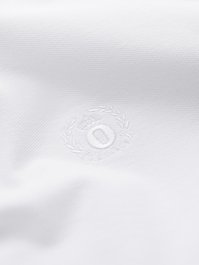 BASIC men's single color pique knit polo shirt - white V4 OM-POBS-0100