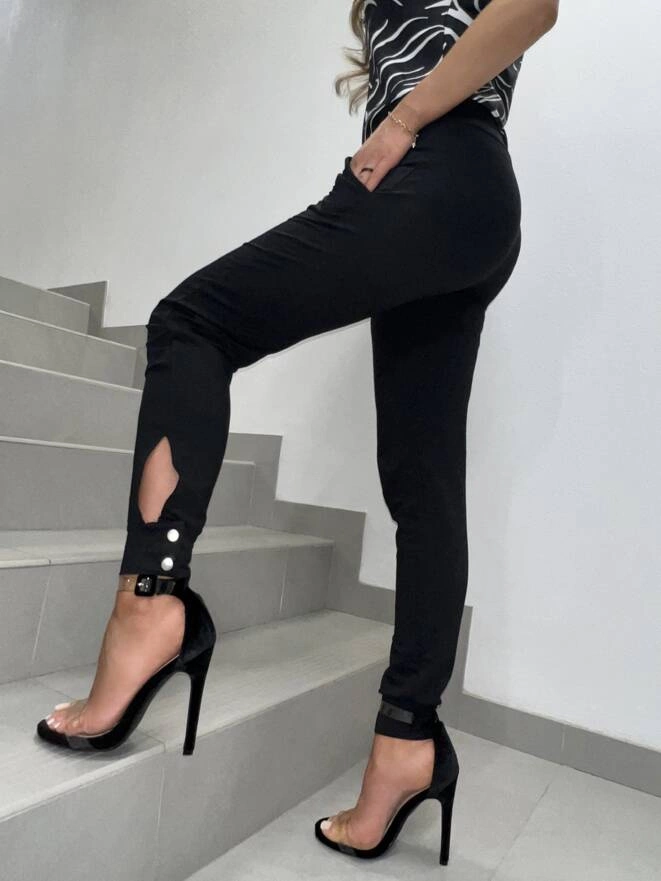 Spodnie damskie dresowe PLR264 - czarne