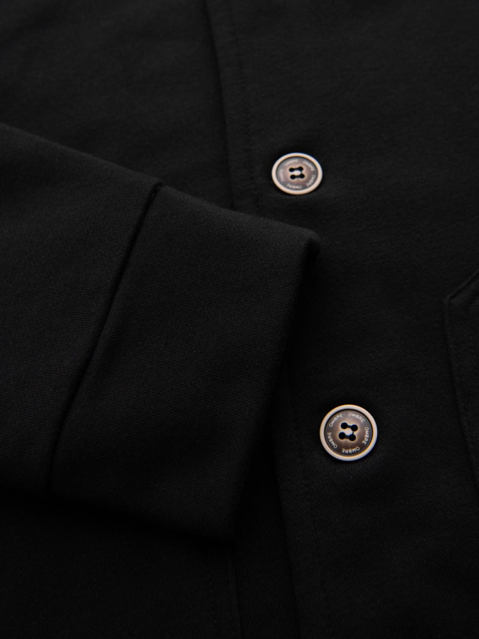 Męska bluza zapinana na guziki ze stójką – czarna V6 OM-SSZP-0240