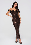 Evening dress LA-OM-DLR273 - brown