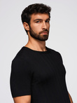 Men's openwork sweater with round neckline and short sleeves - black V2 OM-TSCT-0251