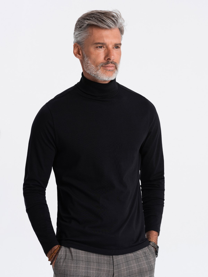 Men's turtleneck longsleeve - black V1 OM-LSCL-0112