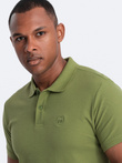 Men's BASIC single color pique knit polo shirt - olive V21 OM-POBS-0100