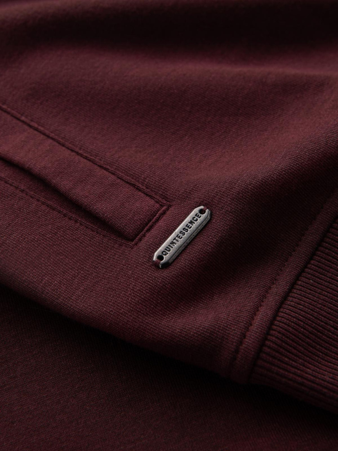 Unzipped cotton men's sweatshirt bomber - maroon V13 OM-SSZP-0215