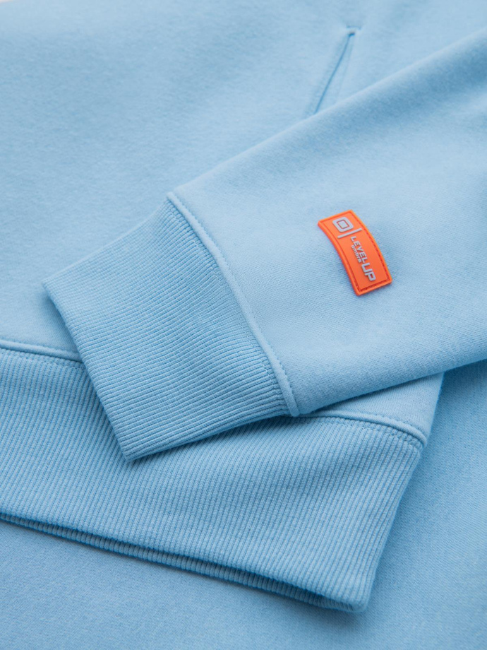 Bluza dresowa unisex z kapturem i kieszeniami – błękitna V8 OU-SNBC-0105