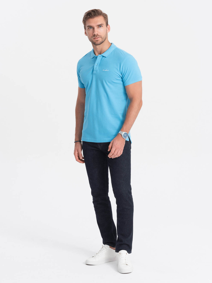 Pique knit polo shirt - blue V3 S1746