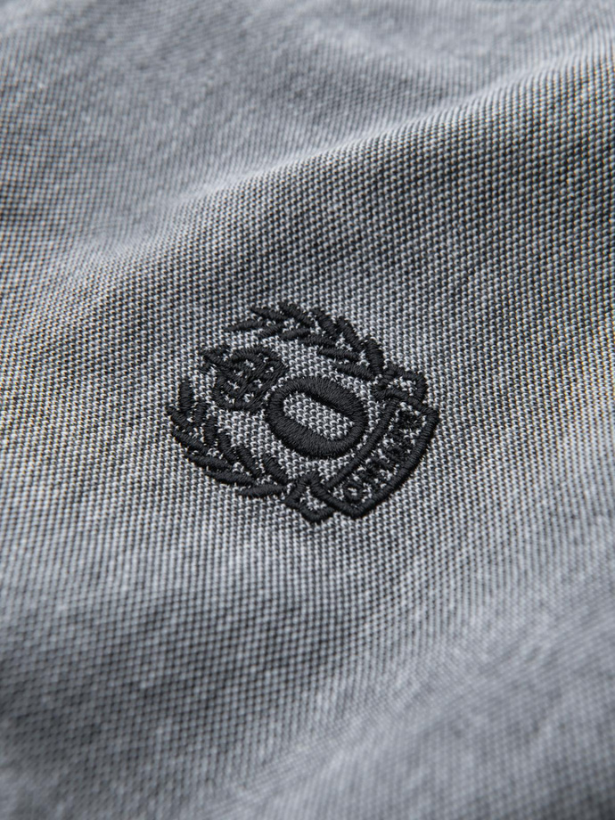 Melanżowa koszulka męska polo z kołnierzykiem w paski – czarna V1 OM-POSS-0109