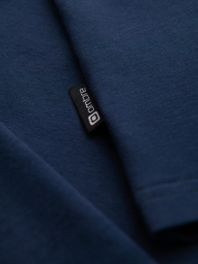 Męski longsleeve gładki z golfem - granatowy V2 OM-LSCL-0130