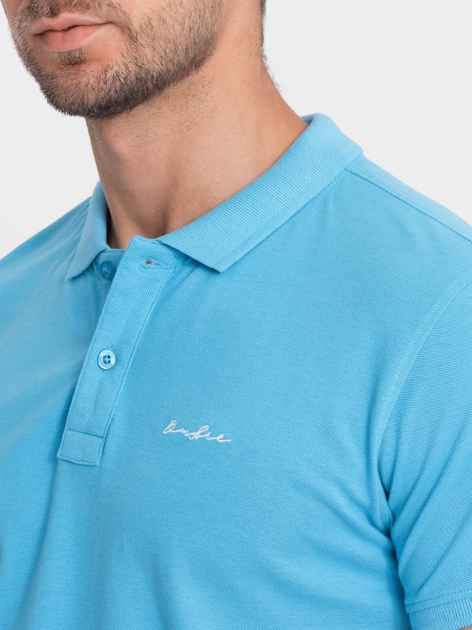Pique knit polo shirt - blue V3 S1746