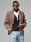 Men's casual blazer with decorative buttons on cuffs - light brown V2 OM-BLZB-0118