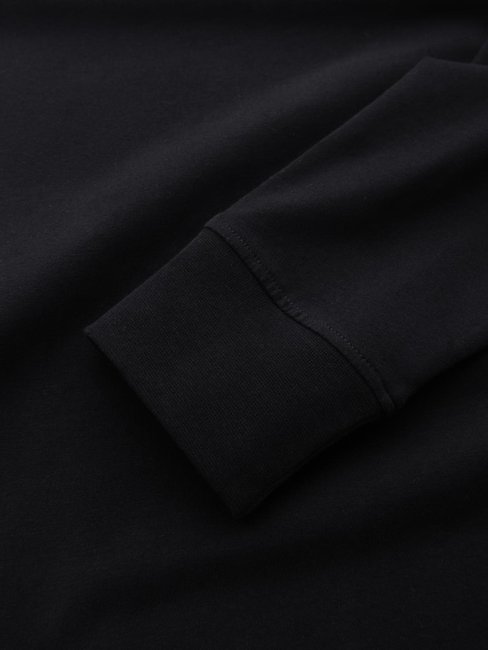 Męski longsleeve bawełniany LOOSE FIT z okrągłym dekoltem – czarny V1 OM-LSBC-0129