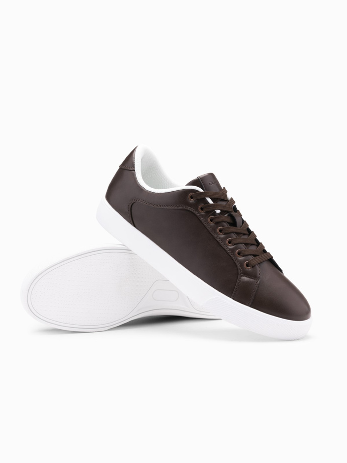 Men's classic sneaker shoes with high sole - dark brown V2 OM-FOCS-0165