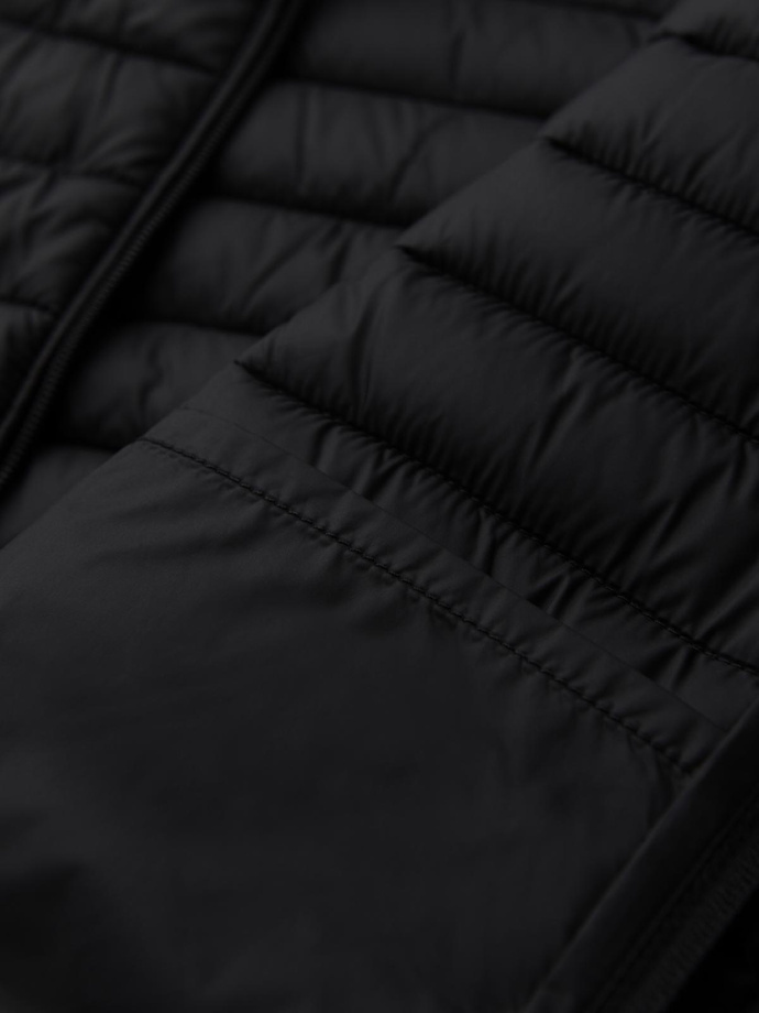Men's classic quilted jacket with pouch option - black V7 OM-JALP-0295
