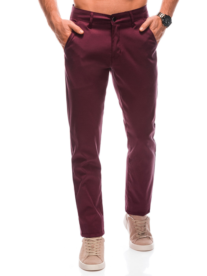 Spodnie męskie chino P1419 - bordowe