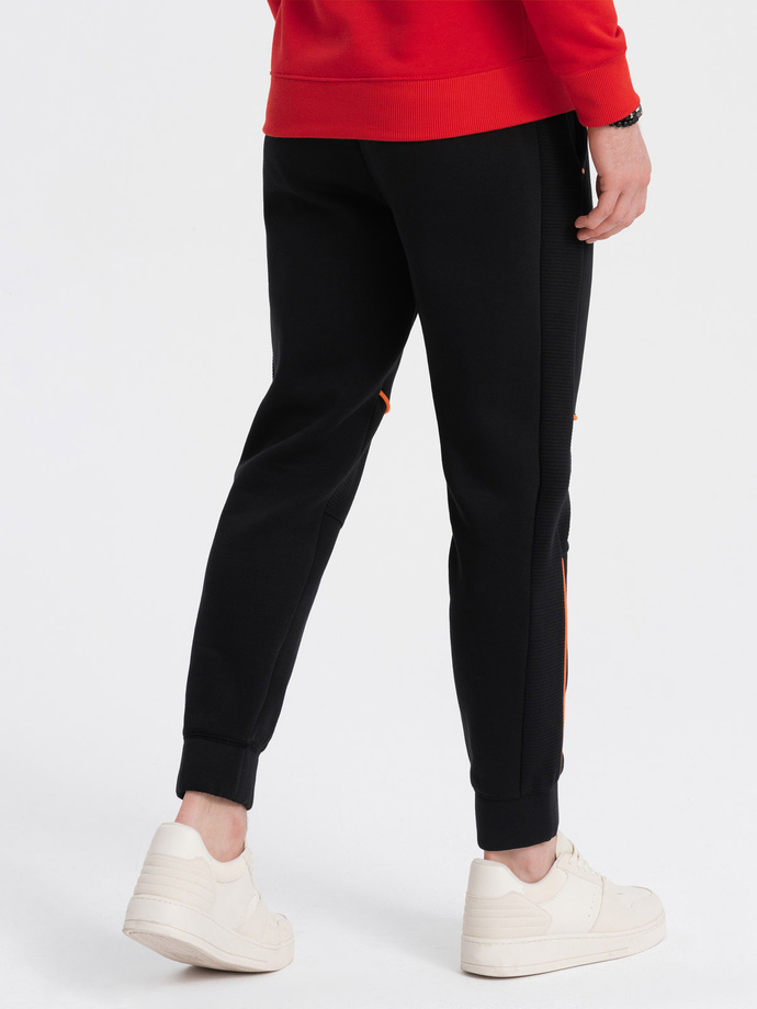 Men's sweatpants with contrast stitching - black V1 OM-PASK-0145