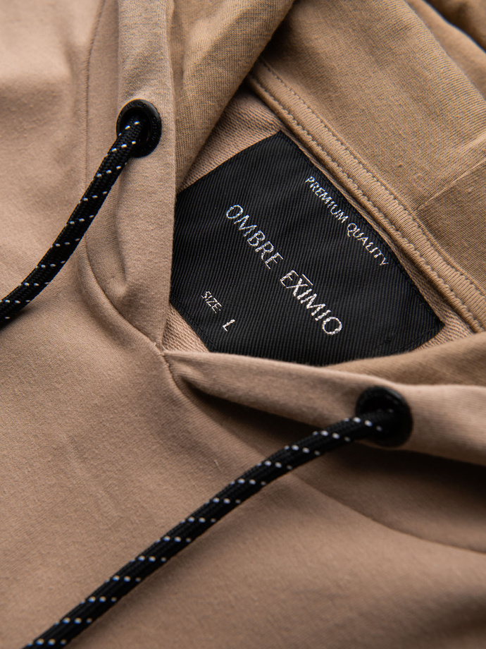 Komplet dresowy męski bluza z kapturem + spodnie dresowe - brązowy V3 Z107