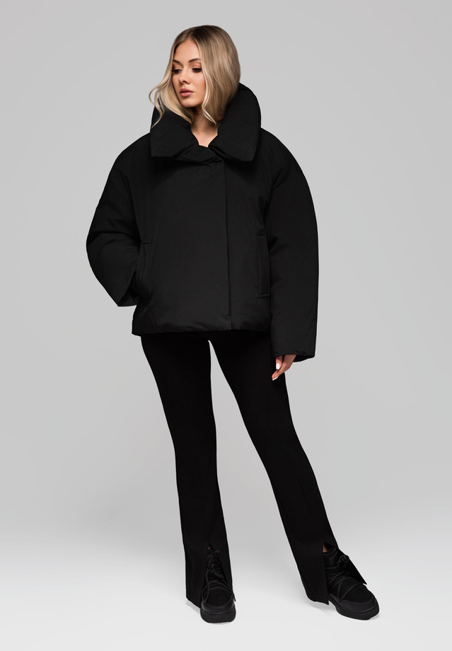 Women's quilted jacket with stand-up collar OW-JALP-0101 v1 - black