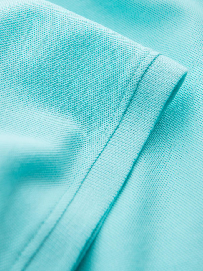 Męska koszulka polo jednokolorowa BASIC z dzianiny pique - miętowa V18 OM-POBS-0100