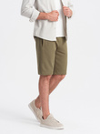 Men's pre-knee BASIC sweat shorts - olive V2 OM-SRBS-0149