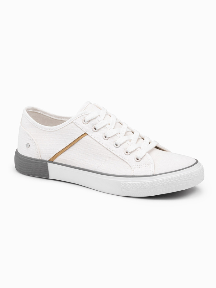 Classic men's sneakers with rivets - white V3 OM-FOTL-0147