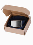 Men's belt with metal buckle - navy blue A376 