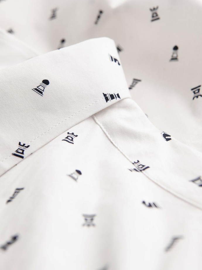 Men's SLIM FIT patterned cotton shirt - white V2 OM-SHCS-0151