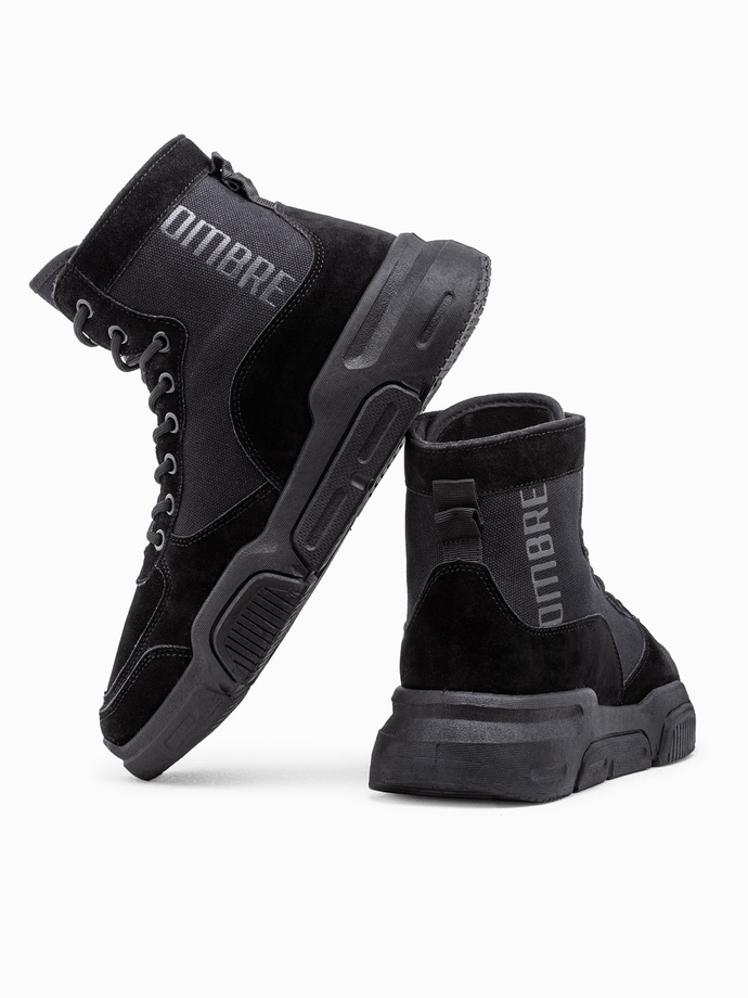 Men's ankle sneaker boots with sculpted sole - black V1 OM-FOBO-0122