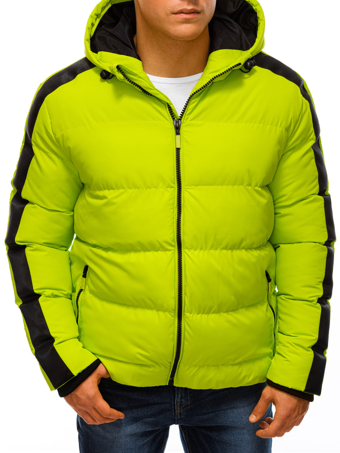 Men's winter quilted jacket C535 - lime green