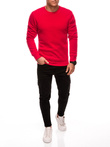 Jednolita dresowa męska bluza round neck BASIC – czerwona V4 EM-SSBN-0100