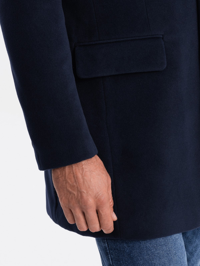Men's classic single-breasted coat - navy blue V1 C432