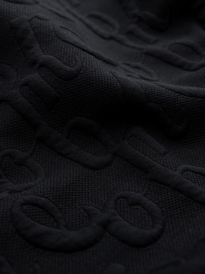 Men's RELAXED FIT sweatshirt with embossed letters - black V1 OM-SSNZ-0164