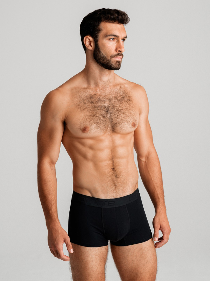 Men's cotton boxer shorts with logo - 3-pack black V1 OM-UNBO-0105