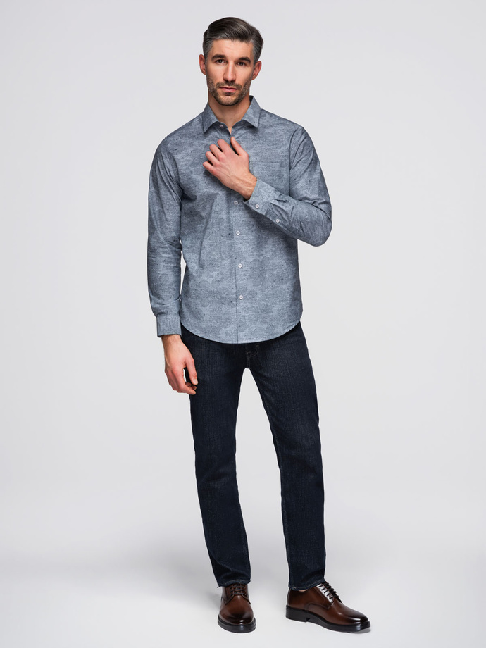 Classic men's flannel cotton plaid shirt - gray V3 OM-SHCS-0157