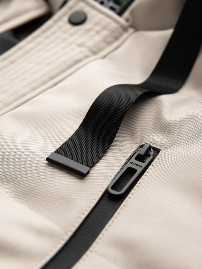 Długa ciepła męska kurtka typu parka z kapturem – beżowa V5 OM-JALJ-0182