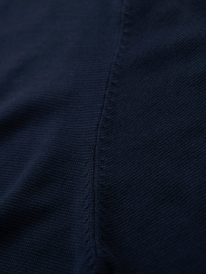 Men's sweater with round neckline in stretch knit with classic weave - navy blue V1 OM-SWSW-0183