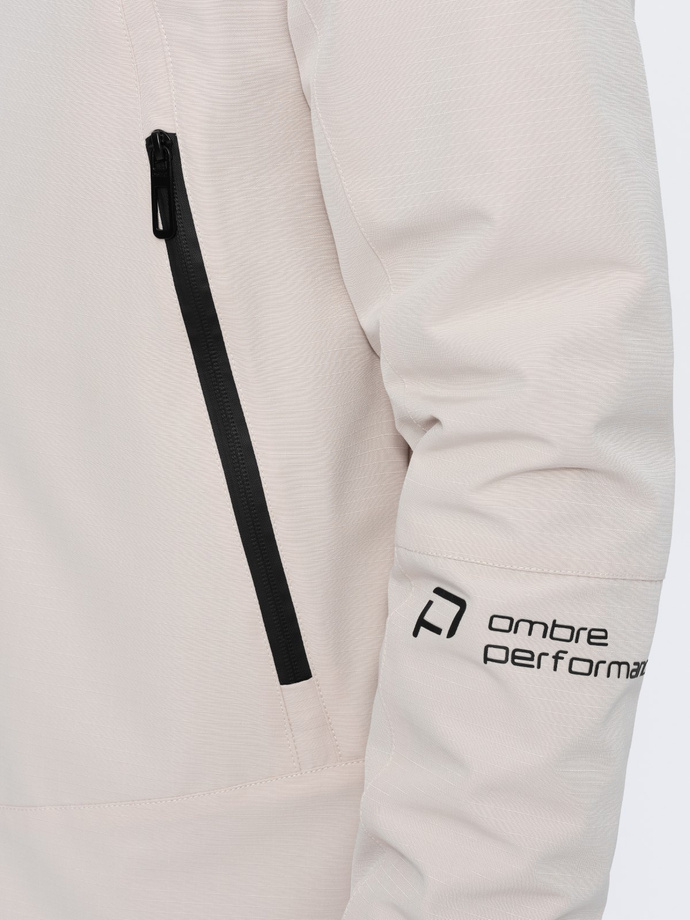 Men's transitional jacket with hood - brown V2 OM-JANP-0191