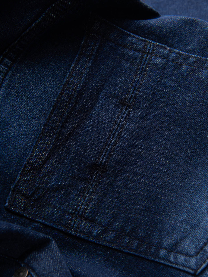 Men's denim short shorts with subtle washes - dark blue V3 OM-SRDS-0145