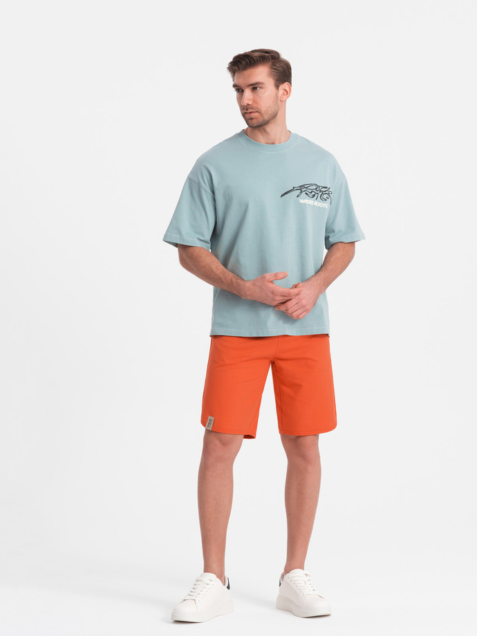 Men's rounded leg sweat shorts - orange V5 OM-SRSK-0105