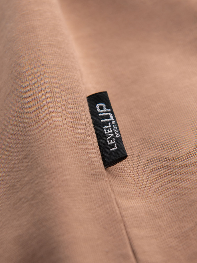 Men's cotton t-shirt with pocket print - light brown V7 OM-TSPT-0154